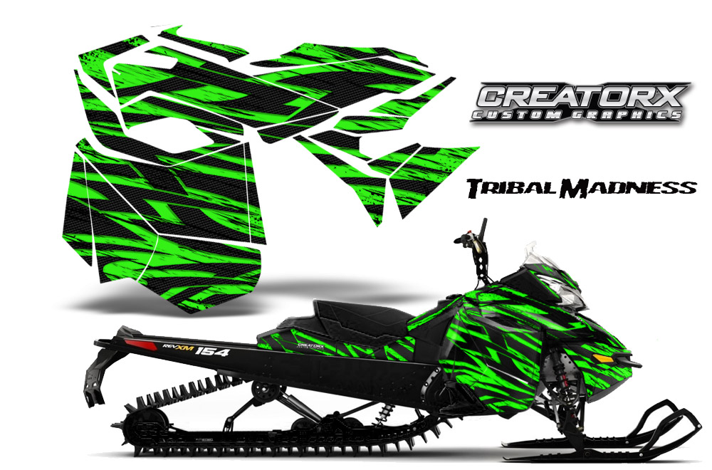 Skidoo Rev XM Graphics Kit Tribal Madness Green BB